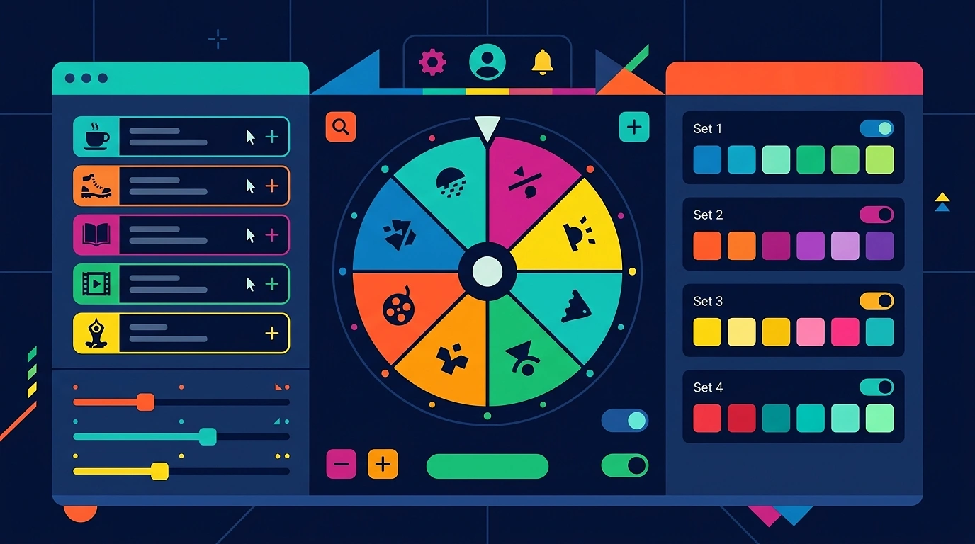 A digital control panel showcasing custom activity entries, speed sliders, and theme selectors.